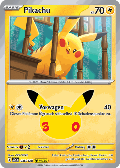 Pikachu Nr. 36 mit Attacke Vorwagen