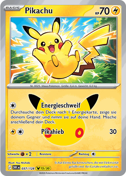 Pikachu Nr. 37 mit Attacke Energiezeit