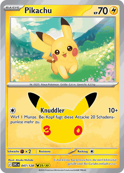 Pikachu Nr. 47 mit Attacke Knuddler