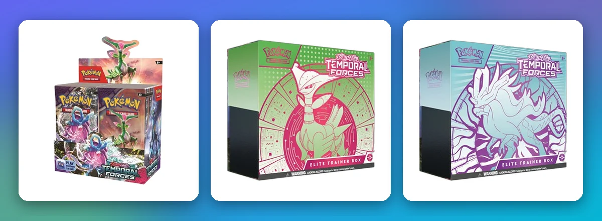 Gewalten der Zeit Sealed-Produkte: 36er-Display, Eisenblatt- und Windewoge-Top-Trainer-Box