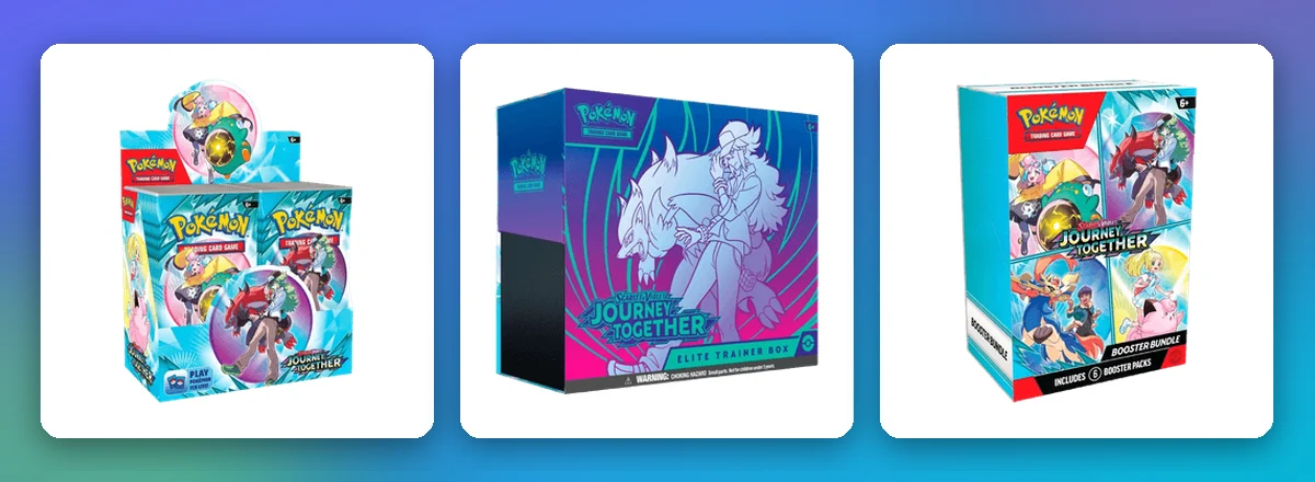 Reisegefährten Sealed-Produkte: 36er-Display, Top-Trainer-Box und Boosterbundle